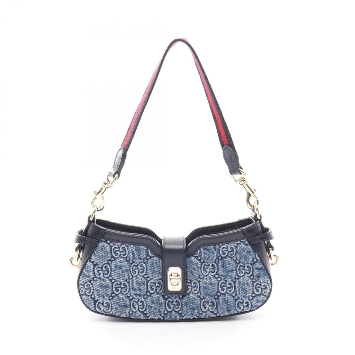 GUCCI Handbag Denim Leather