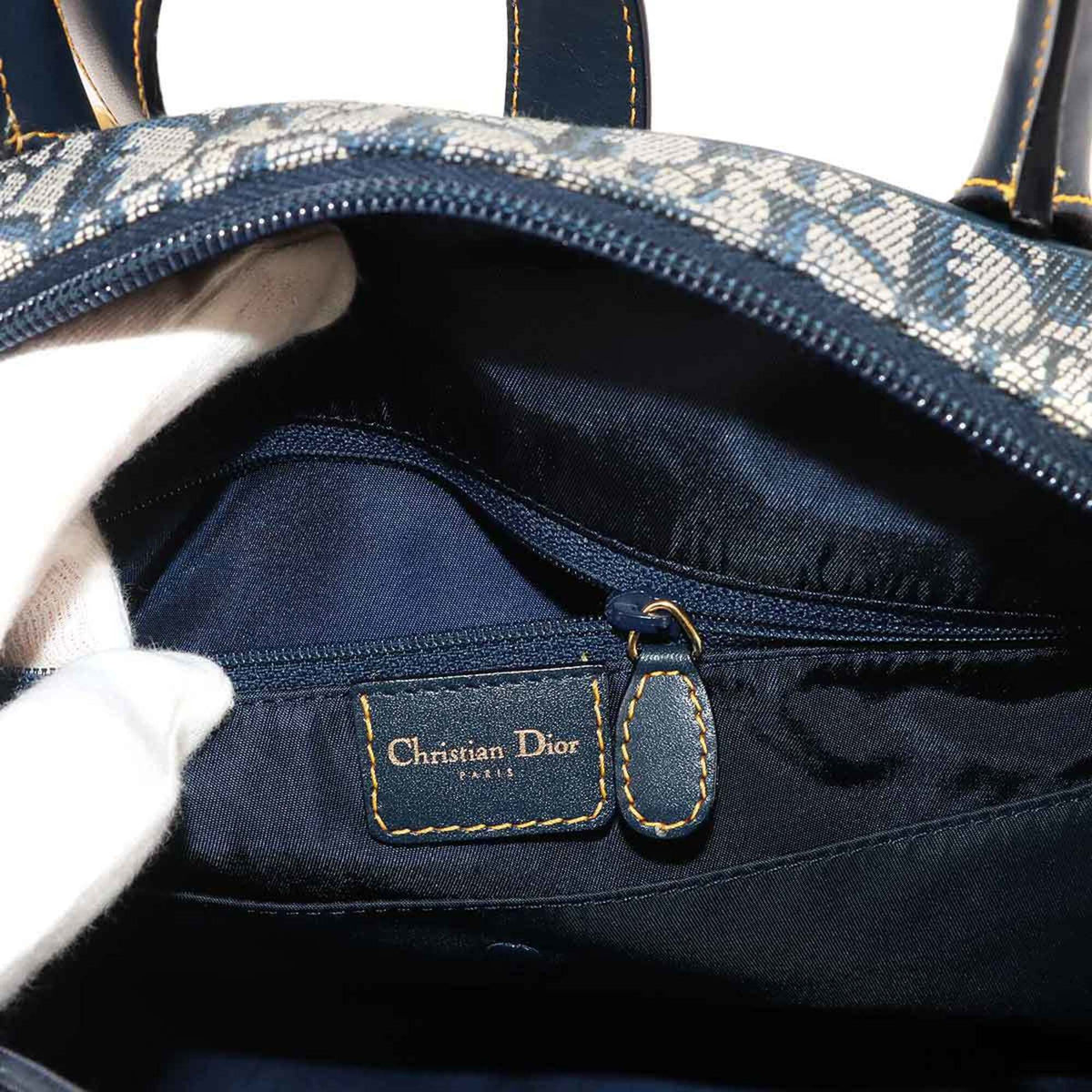 CHRISTIAN DIOR Handbag Saddle Bag Canvas Leather