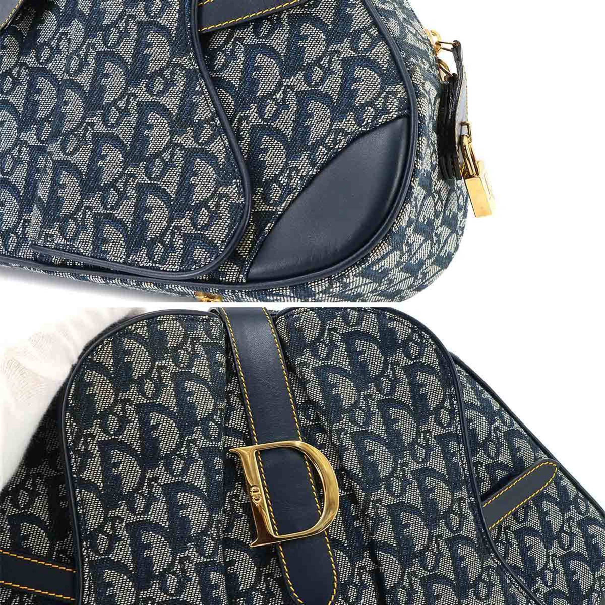 CHRISTIAN DIOR Handbag Saddle Bag Canvas Leather