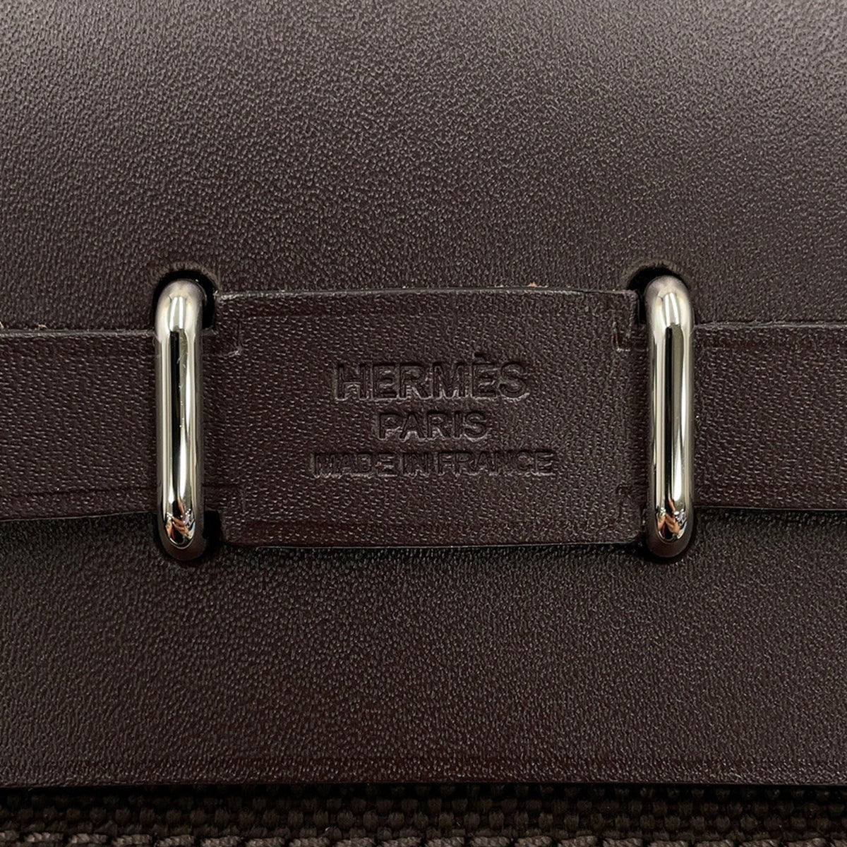 HERMES Shoulder Bag Canvas Leather