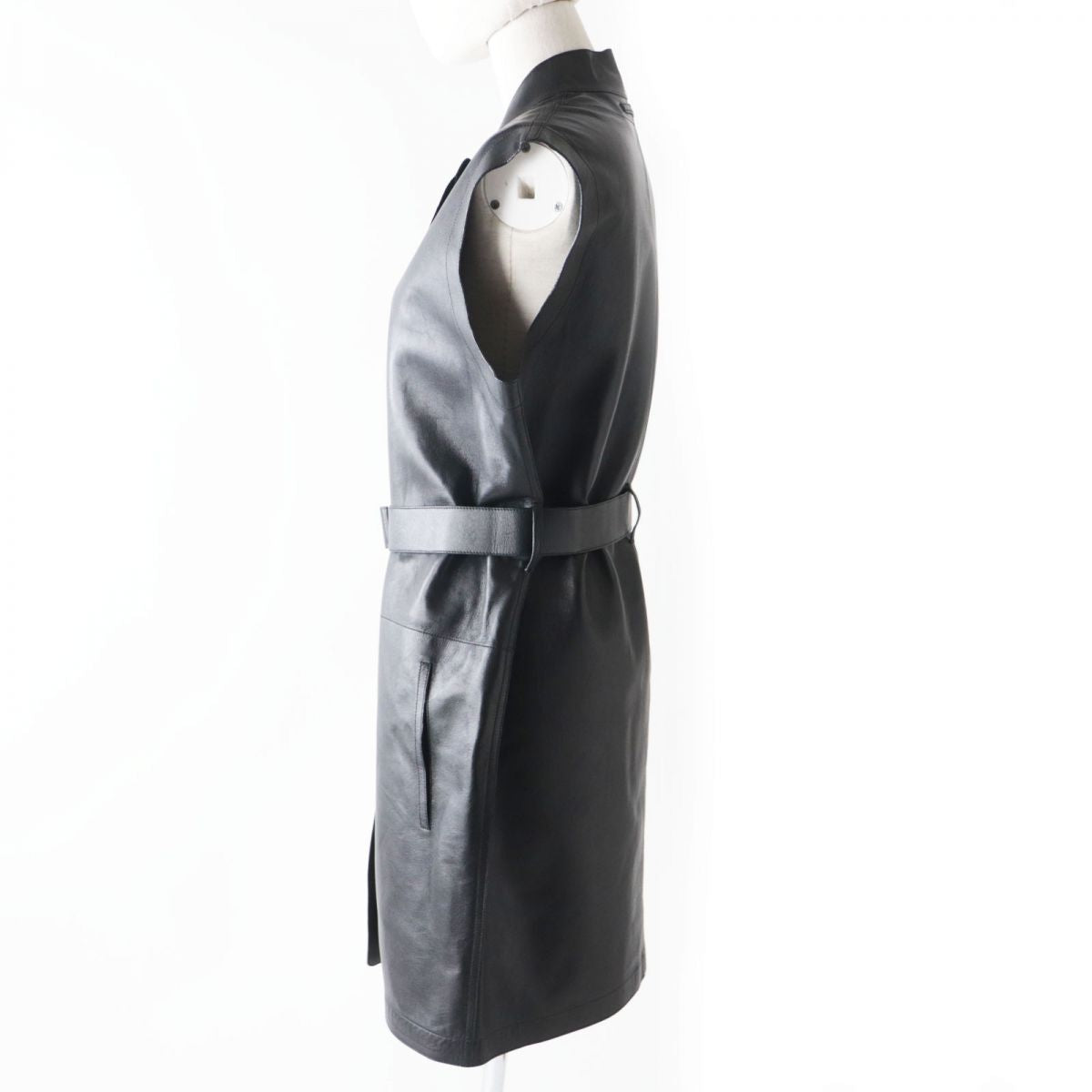 Hermes Vest Lamb Leather Black Women 36