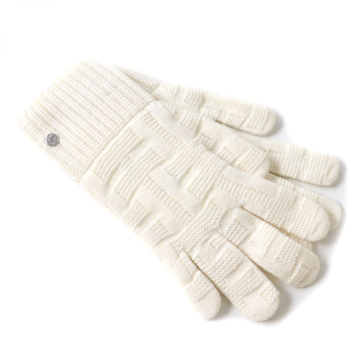 Hermes Gloves 100% Wool White Xsilver Metal Women S