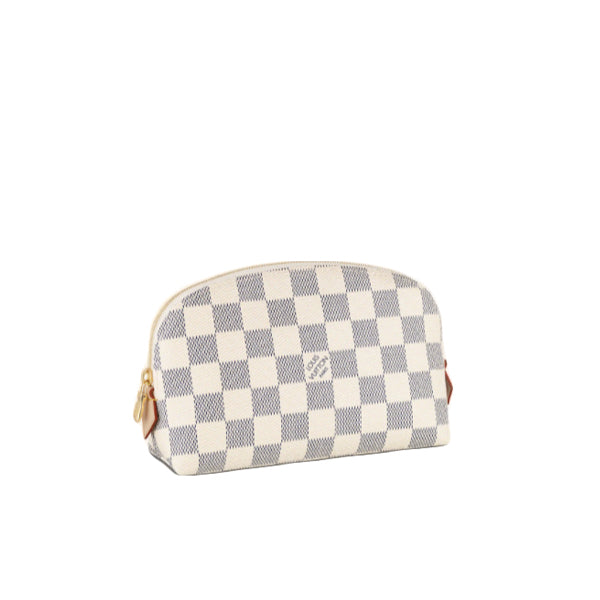Louis Vuitton Pouch N60024 Damier Azur Canvas, Leather White Pochette Cosmetic Cosmetic Pouch Women
