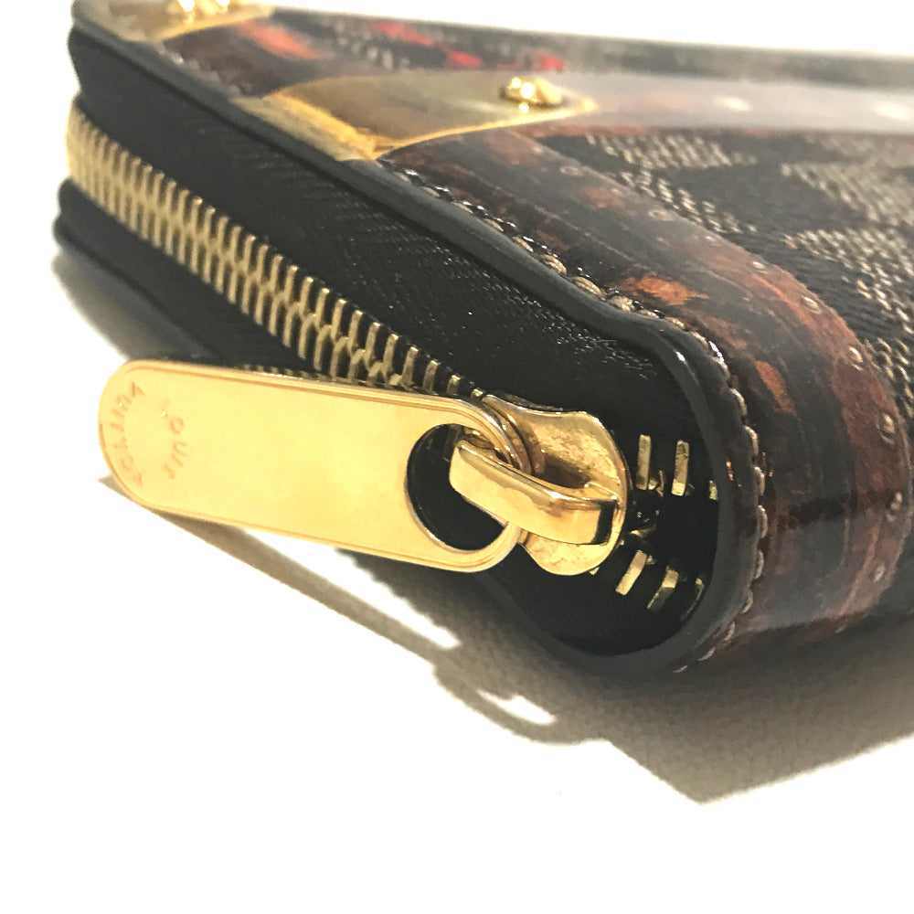 Louis Vuitton Long Wallet Purse M63490 Damier Canvas Brown Transformed Damier Trompe Lfoeil Zippy