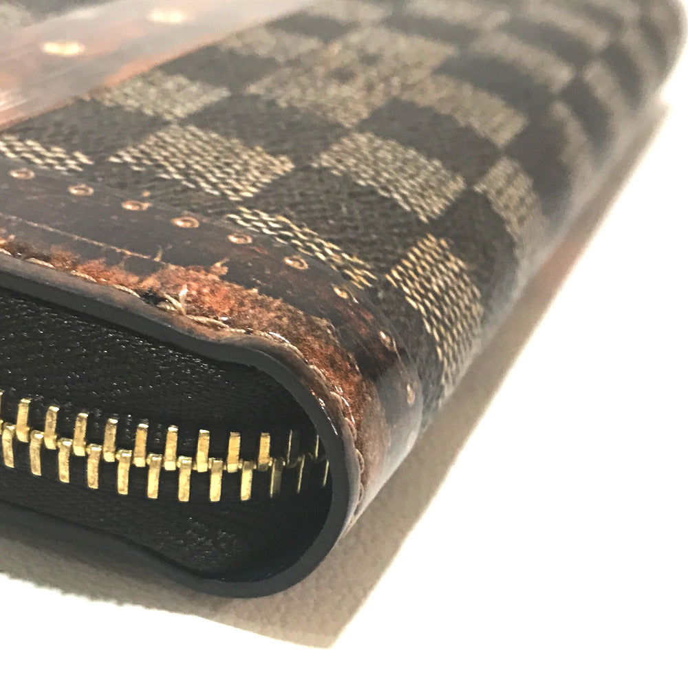 Louis Vuitton Long Wallet Purse M63490 Damier Canvas Brown Transformed Damier Trompe Lfoeil Zippy