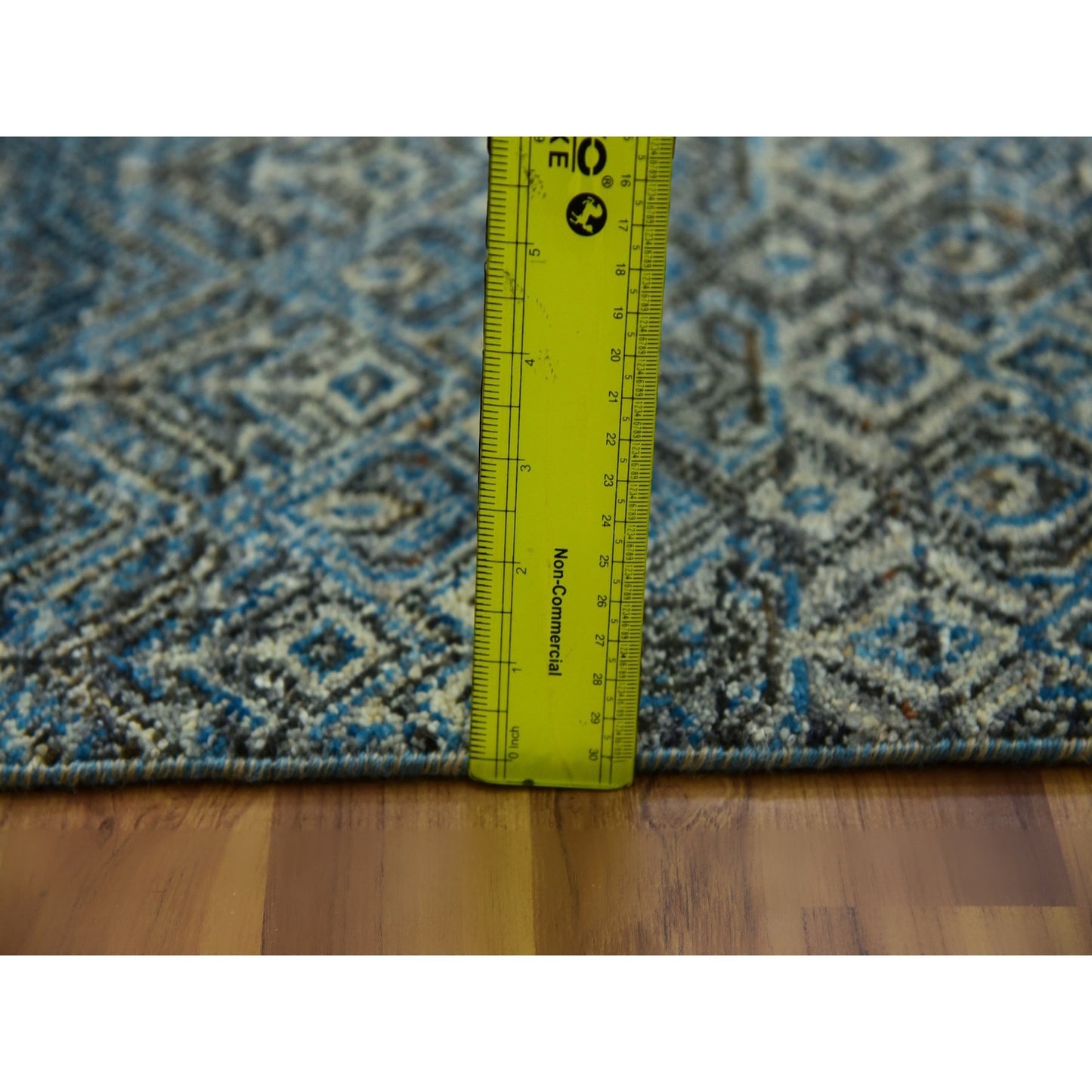 2'6"X12' Blue Kohinoor Herrita Design 100% Wool Hand Knotted Runner Rug