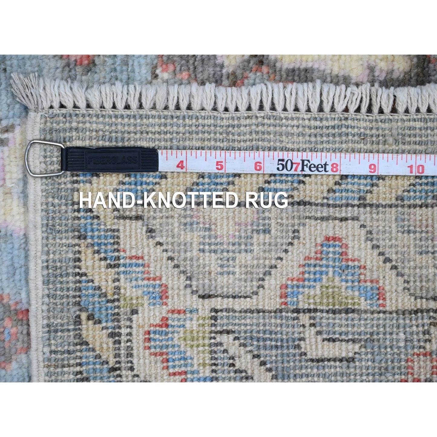 2'9"X9'9" Blue Anatolian Village Inspired Hand Knotted Wool Runner Rug