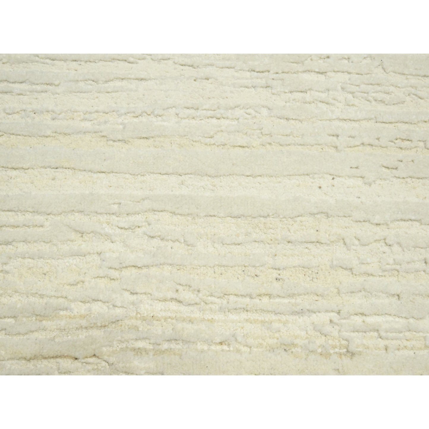 9'X11'10" Chiffon White Plain Solid Design Textured Wool Hand Knotted Rug