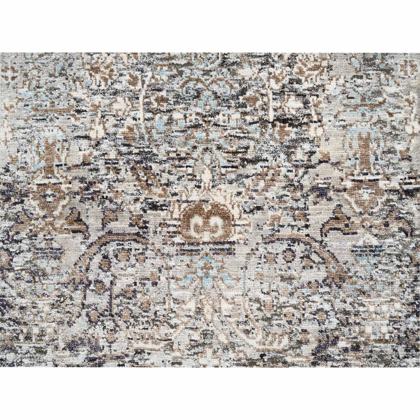 2'7"X22'3" Gray Transitional Farsian Silk/Wool Hand Knotted Xl Runner Rug