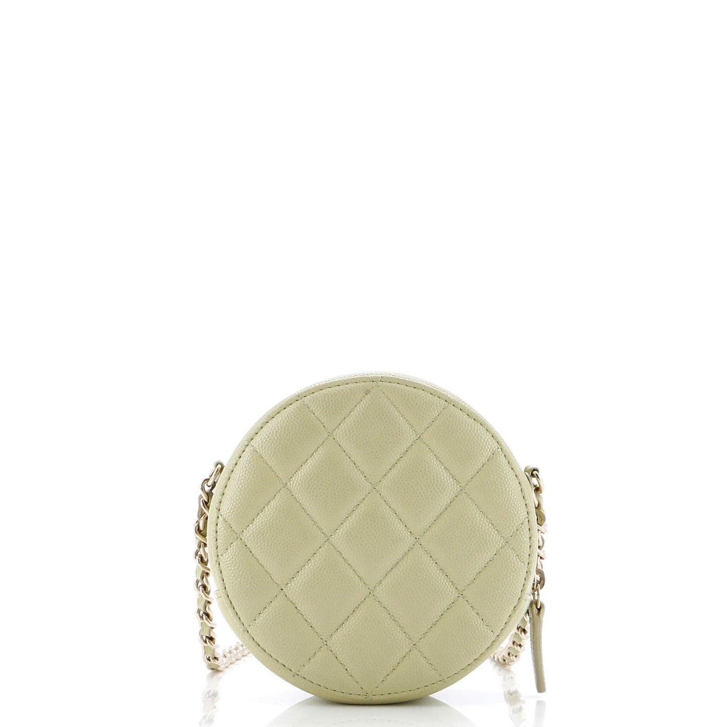 Chanel French New Wave Round Clutch With Chain Quilted Caviar
