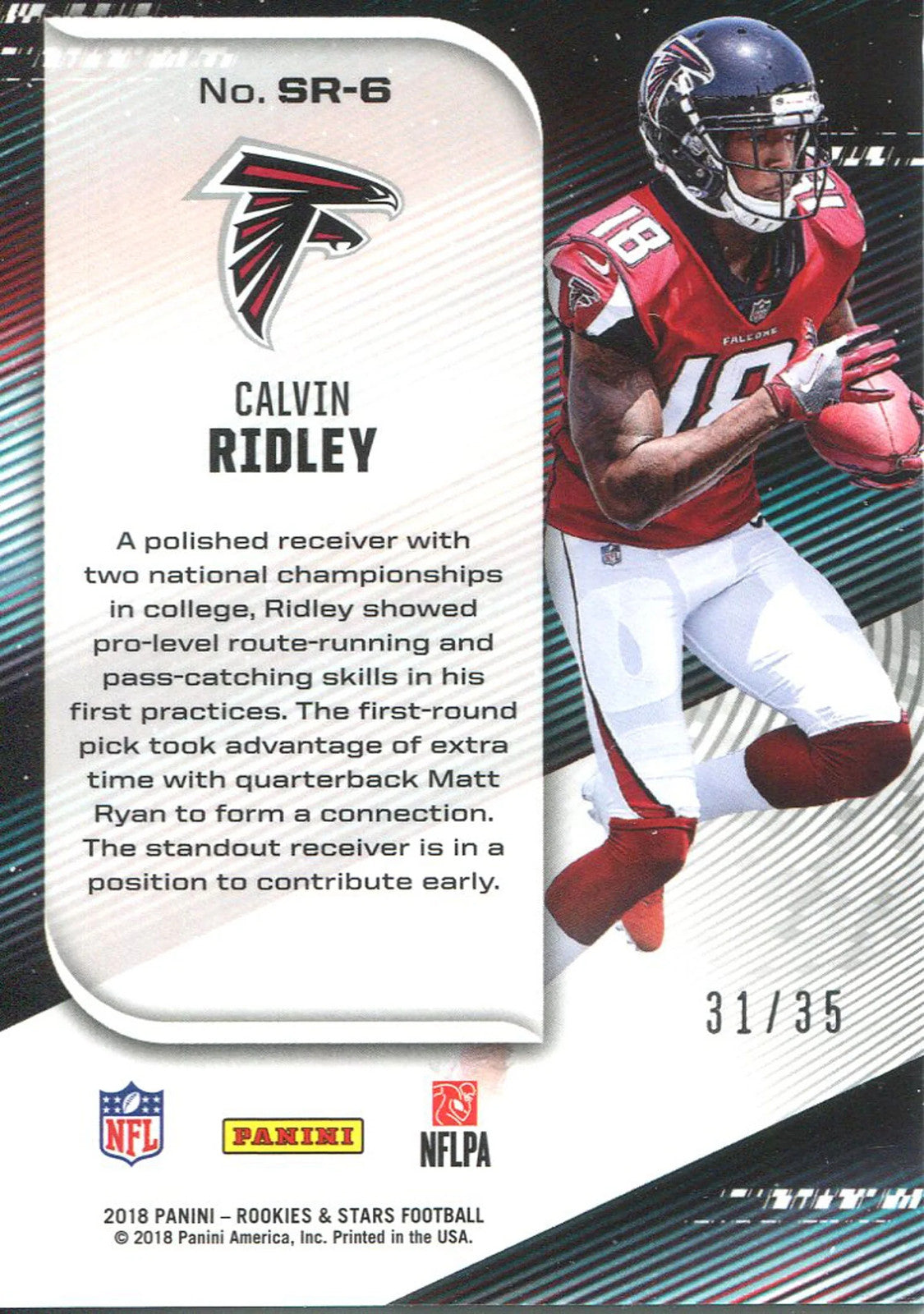 Calvin Ridley 2018 Panini Rookie And Stars Stellar Rookies Orange Rookie Card