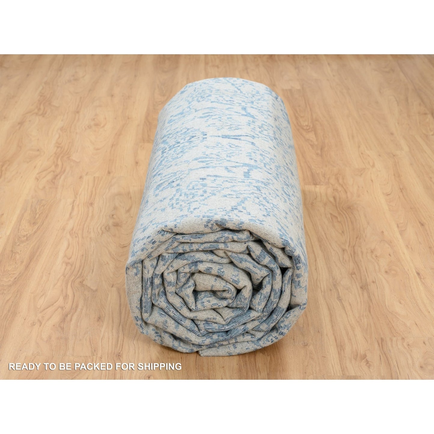 11'10"X18' Gray Fine Jacquard Hand Loomed Wool And Silk Oversized Rug