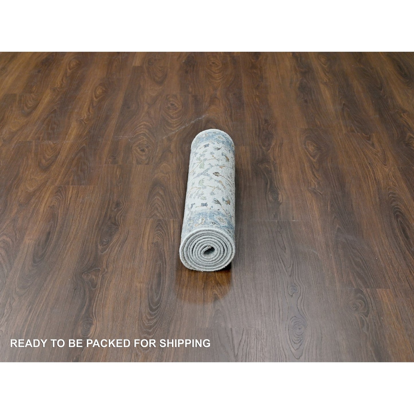 2'5"X7'9" White Denser Weave Oushak Pure Wool Hand Knotted Runner Rug