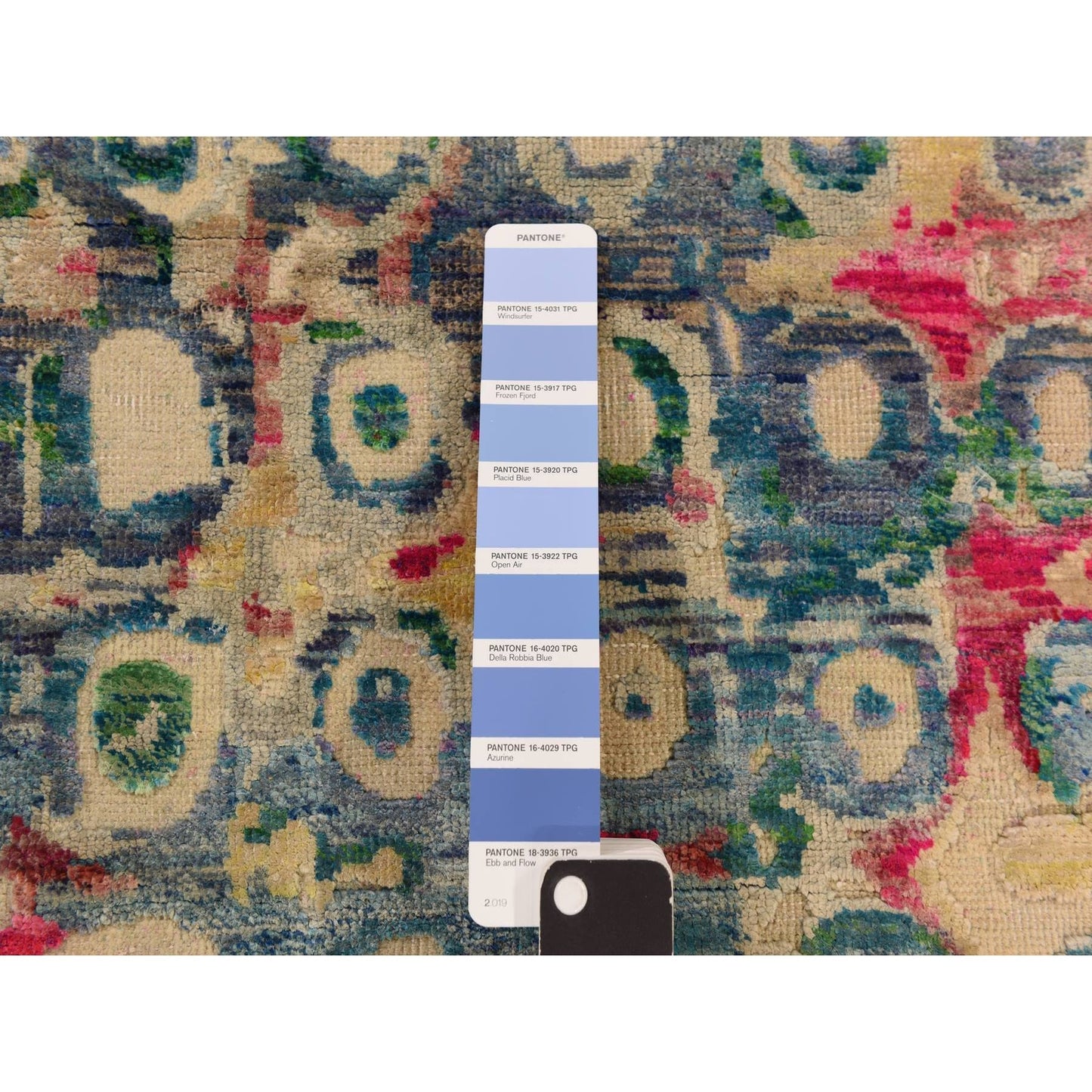 2'X3'2" The Peacock, Sari Silk, Colorful, Hand Knotted, Mat, Oriental Rug
