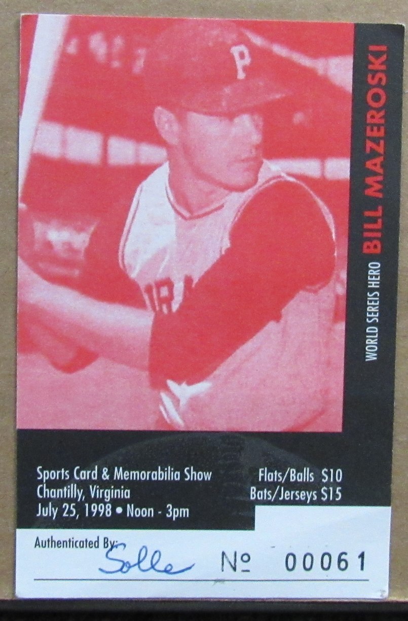 Bill Mazeroski Pirates1960 World Series Signed