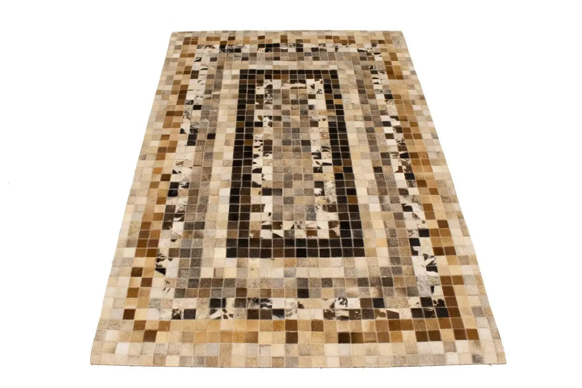 Hand-Crafted Modern Cowhide Leather Rug