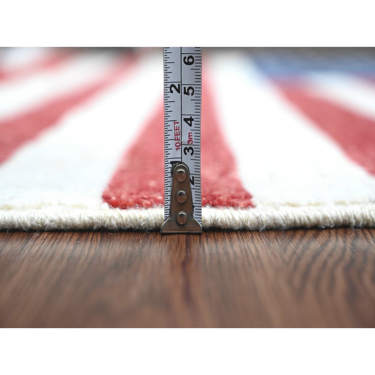 2'5"X4' Red Wall Hanging American Flag Hand Knotted All Wool Peshawar Rug