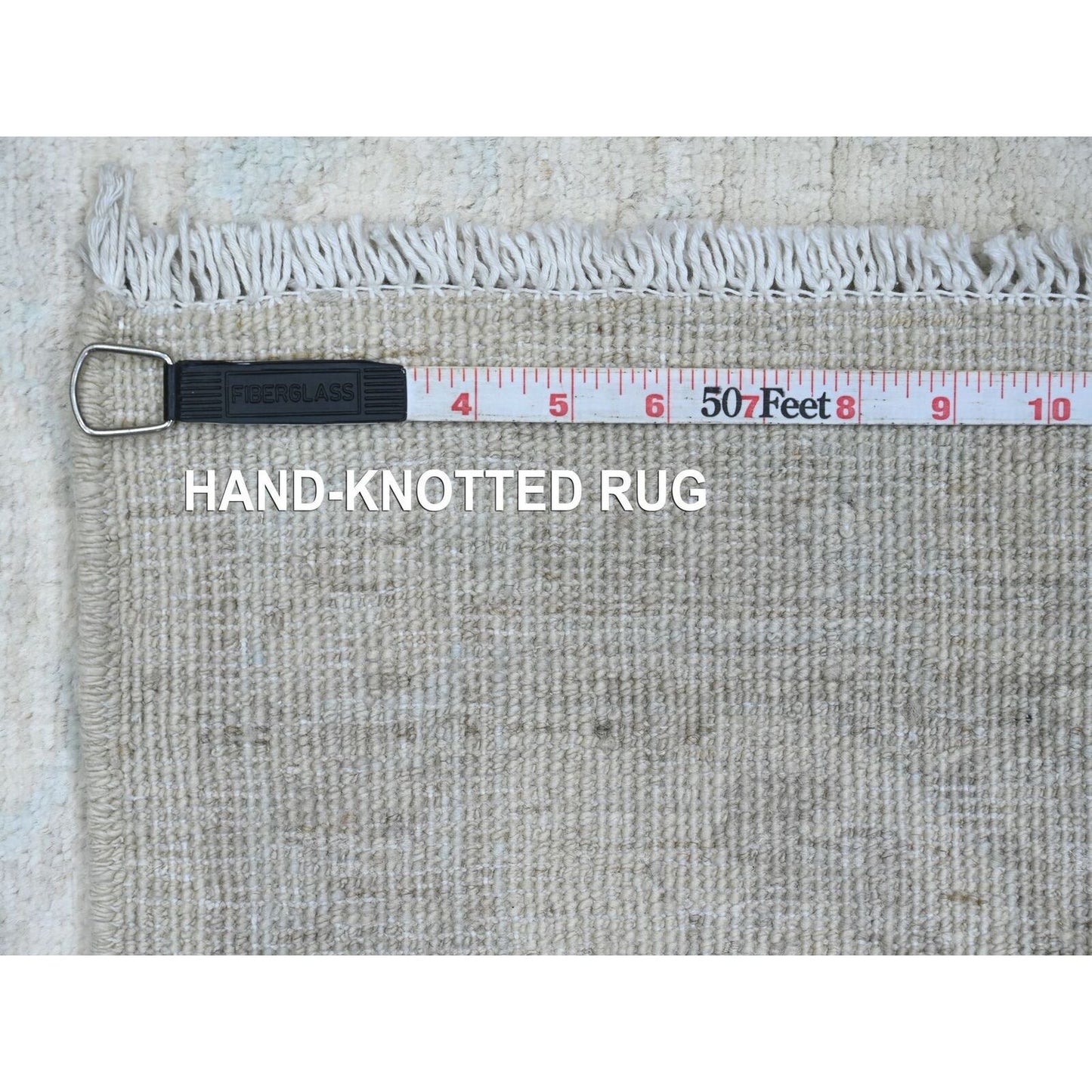 2'8"X5'6" Bone White Stone Washed Peshawar Hand Knotted Wool Runner Rug