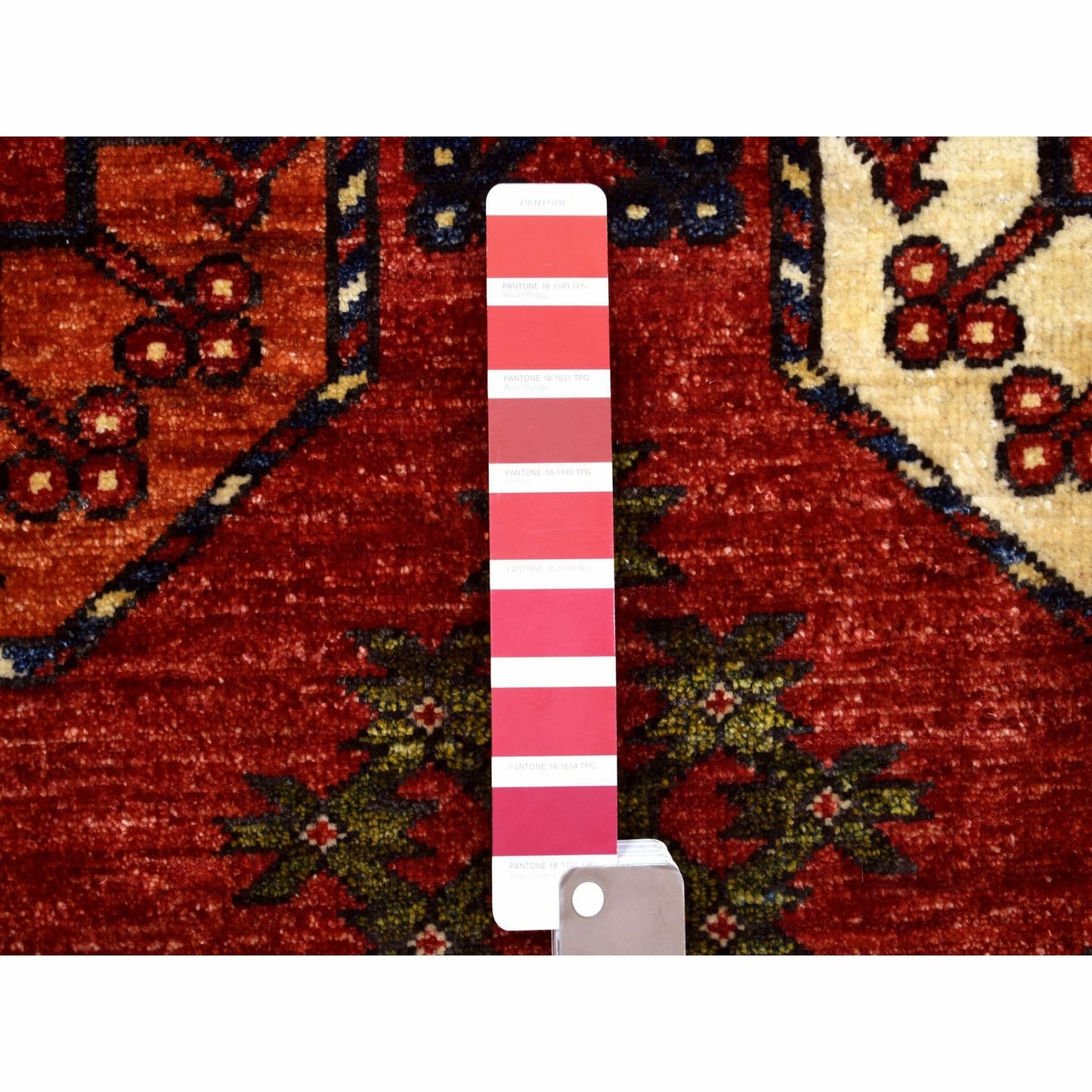 10'X13'9" Soft Wool Hand Knotted Coral Red Afghan Ersari Rug
