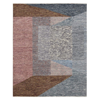 8'X10' Gray Bauhaus And Mid Century Inspired Hand Knotted Modern Wool Rug