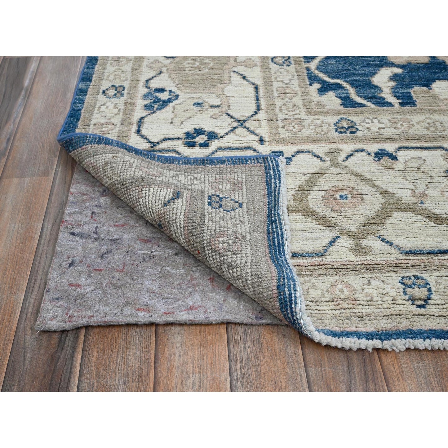 9'X12' Yale Blue Afghan Oushak Supple Collection Soft Wool Hand Knotted Rug