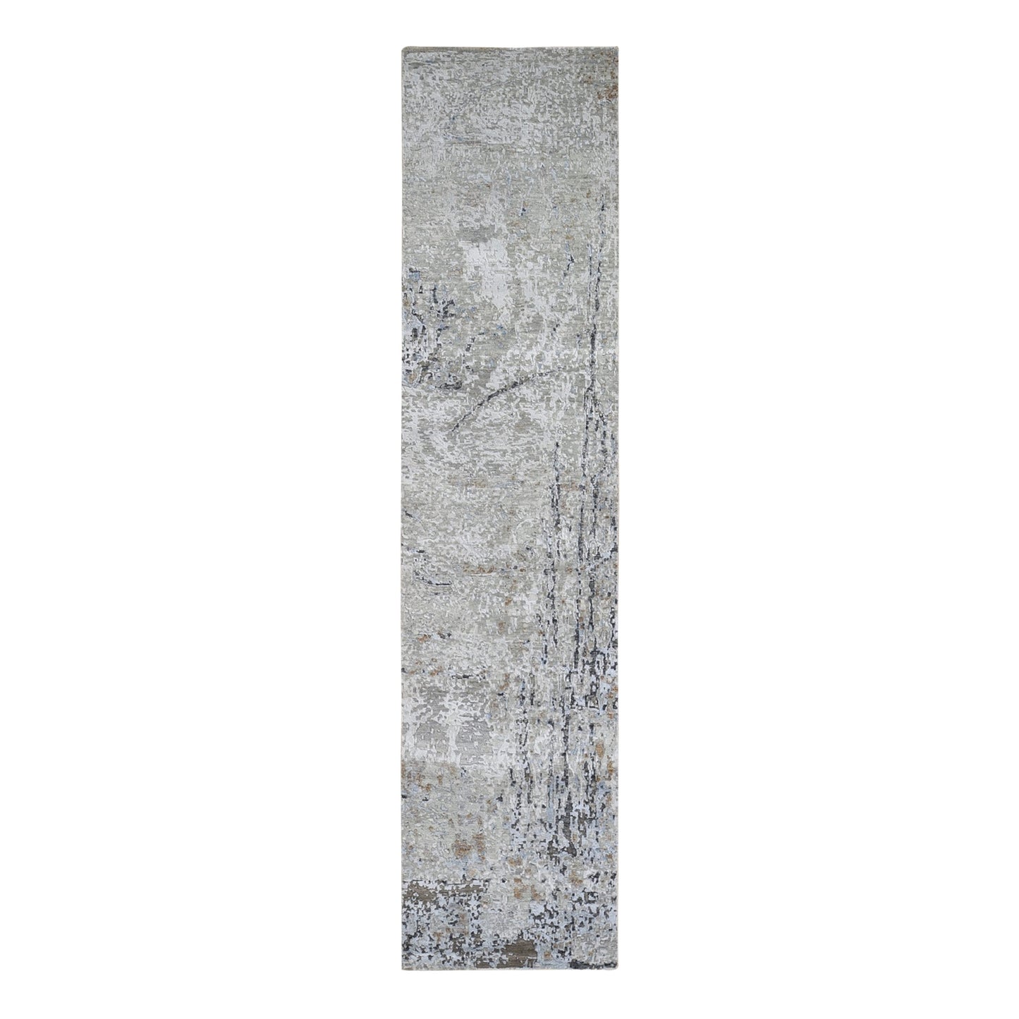 2'5"X10'2" Abstract Design Wool Denser Weave Hand Made Runner Rug