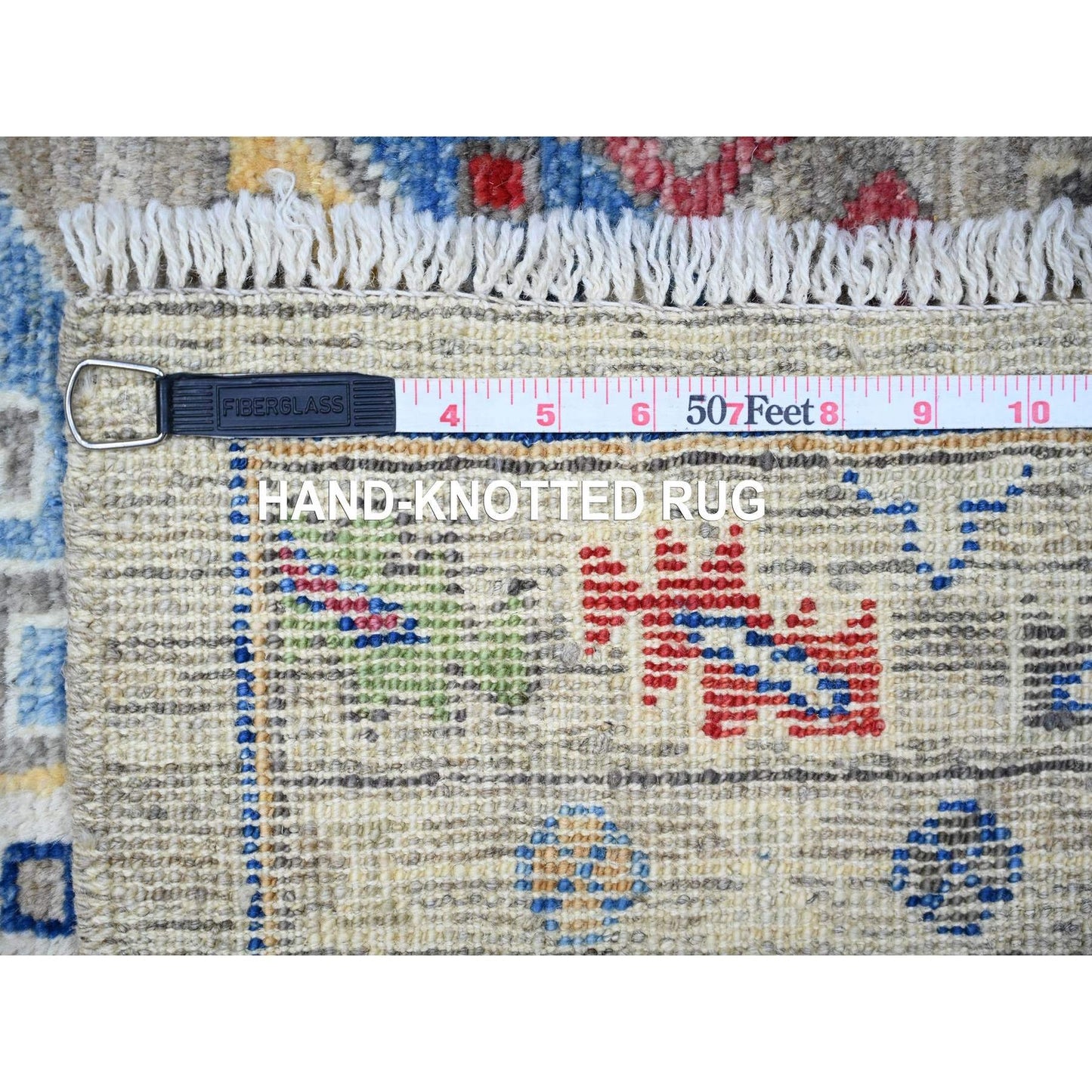 3'X11'8" Koala Gray Angora Oushak Vibrant Wool Hand Knotted Runner Rug