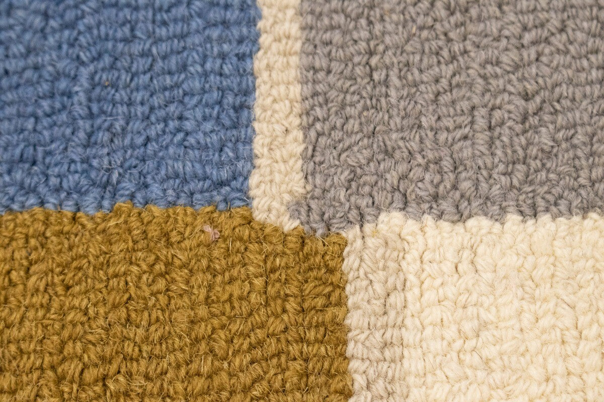 Hand-Tufted Multicolored Stripes Design Plush Rug