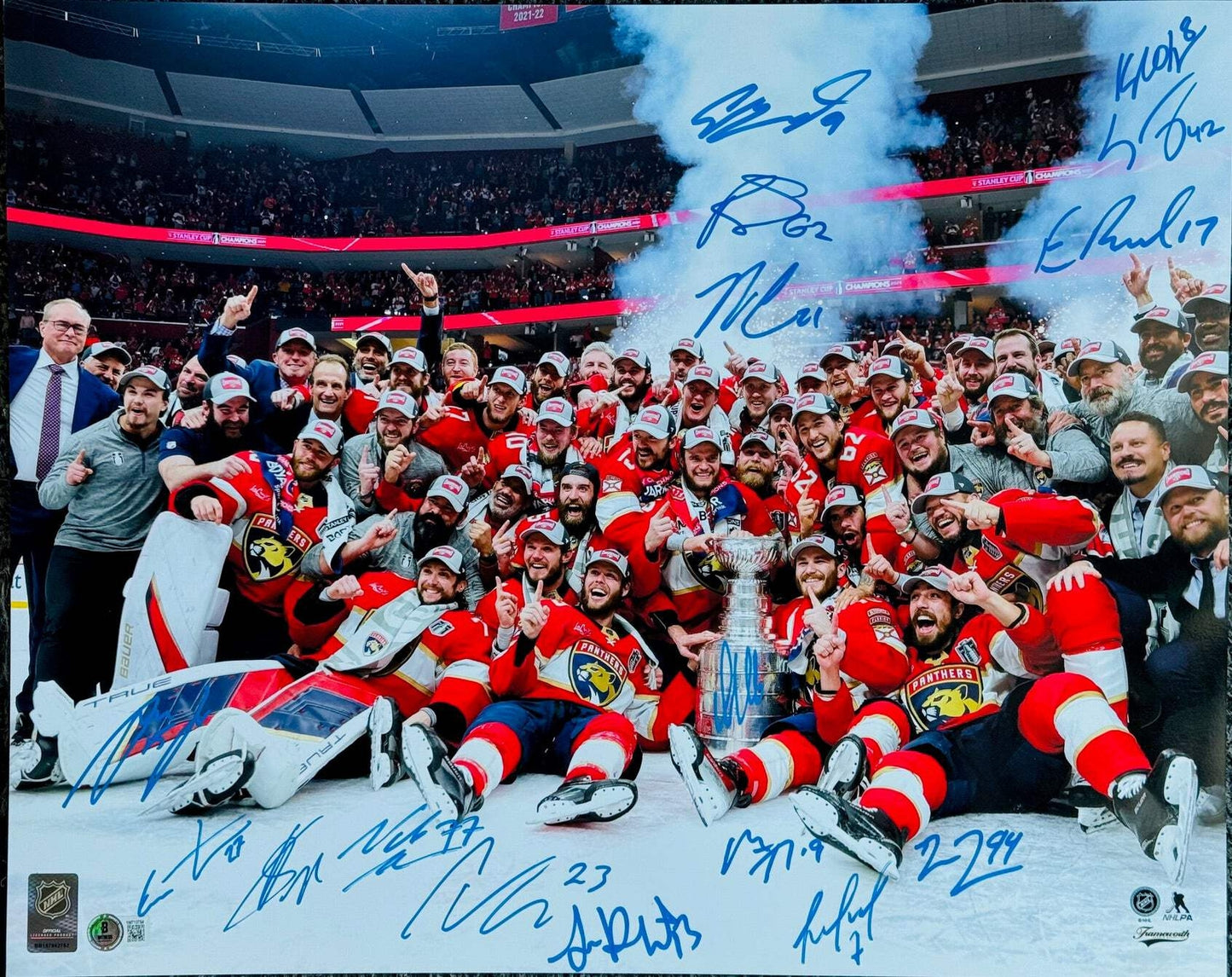 (Beckett 2023-24 Florida Panthers Multi Signed Stanley Cup Champions 16x20 Photo