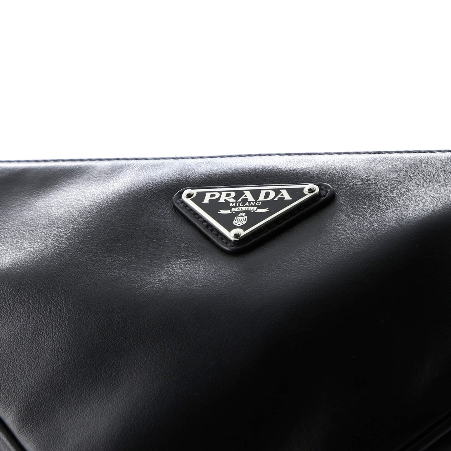 Prada Triangle Logo Zip Crossbody Bag Soft Leather Small