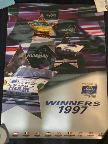 Original Vintage Rare Race Poster Porsche Super Cup Winners 1997 4030Inch