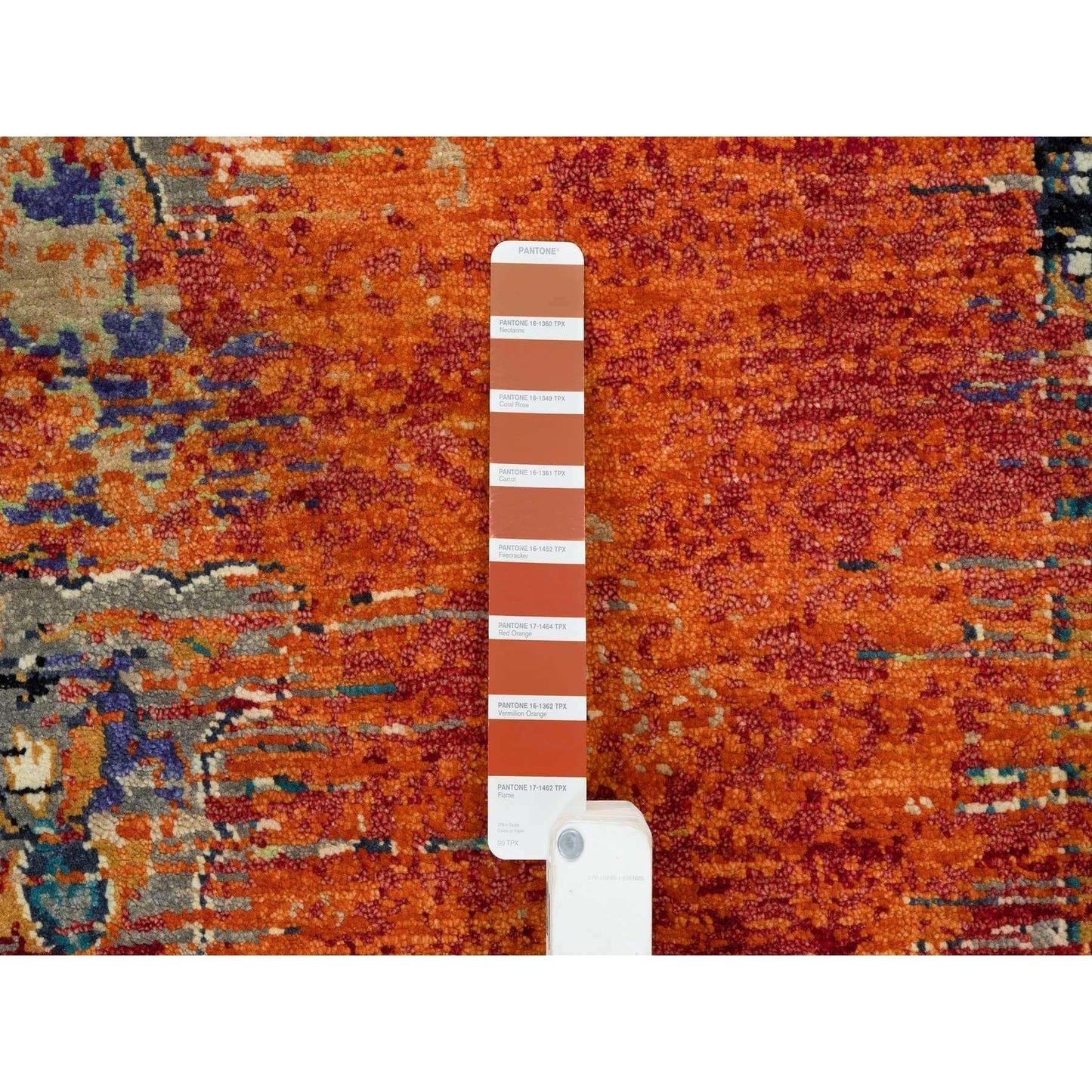 9'X12'1" Rust Red Wool Hand Knotted Ancient Ottoman Erased Design Rug