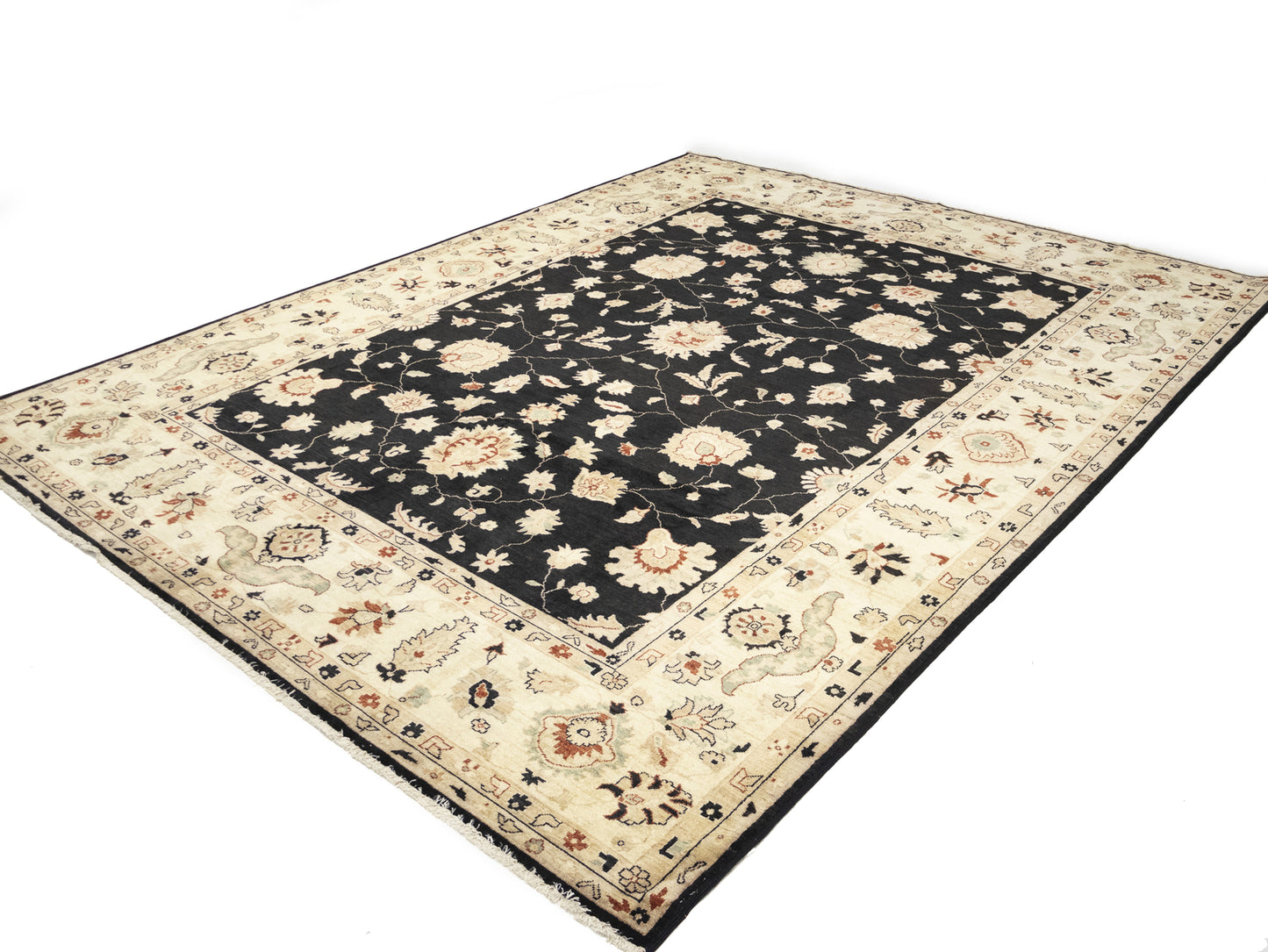 Handmade Floral Peshawar Oriental Rug Large Muted