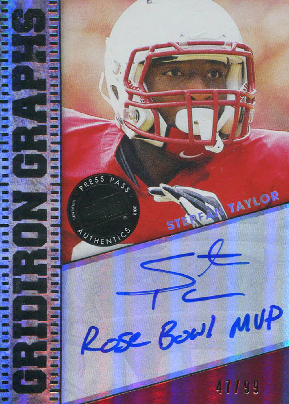 Stepfan Taylor Rose Bowl Mvp Autographed 2013 Press Pass Rookie Card