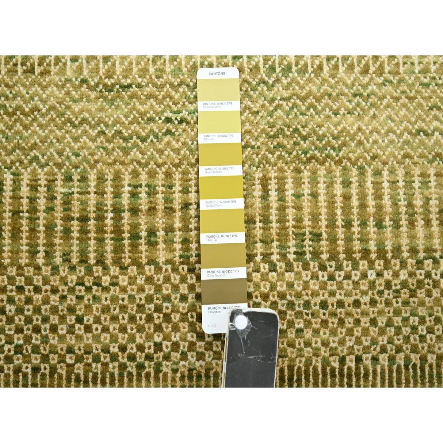 2'8"X8'2" Brown Wool And Silk Modern Grass Design Hand Knotted Runner Rug