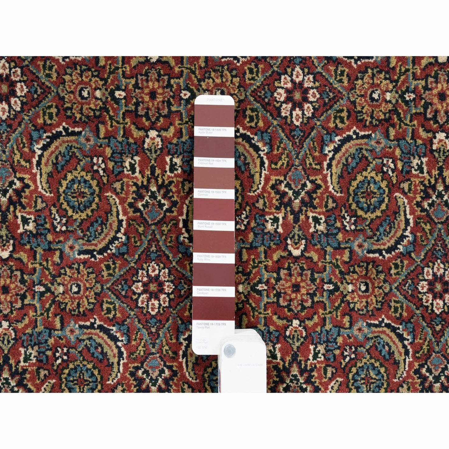 4'X6'3" Wool And Silk Herati Design Hand Knotted 250 Kpsi Red Rug