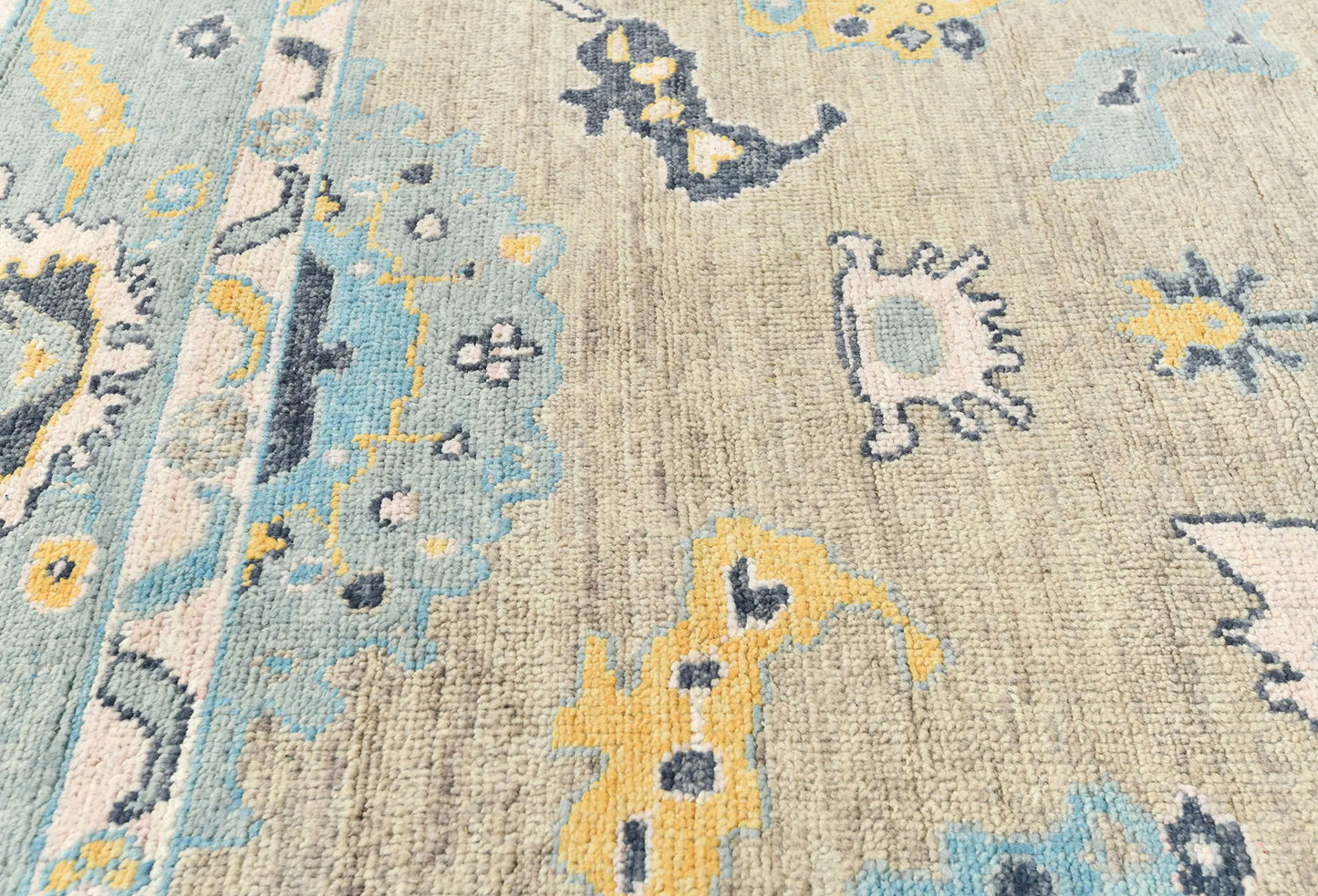 Hand-Knotted Oushak Oriental Rug Muted Brown