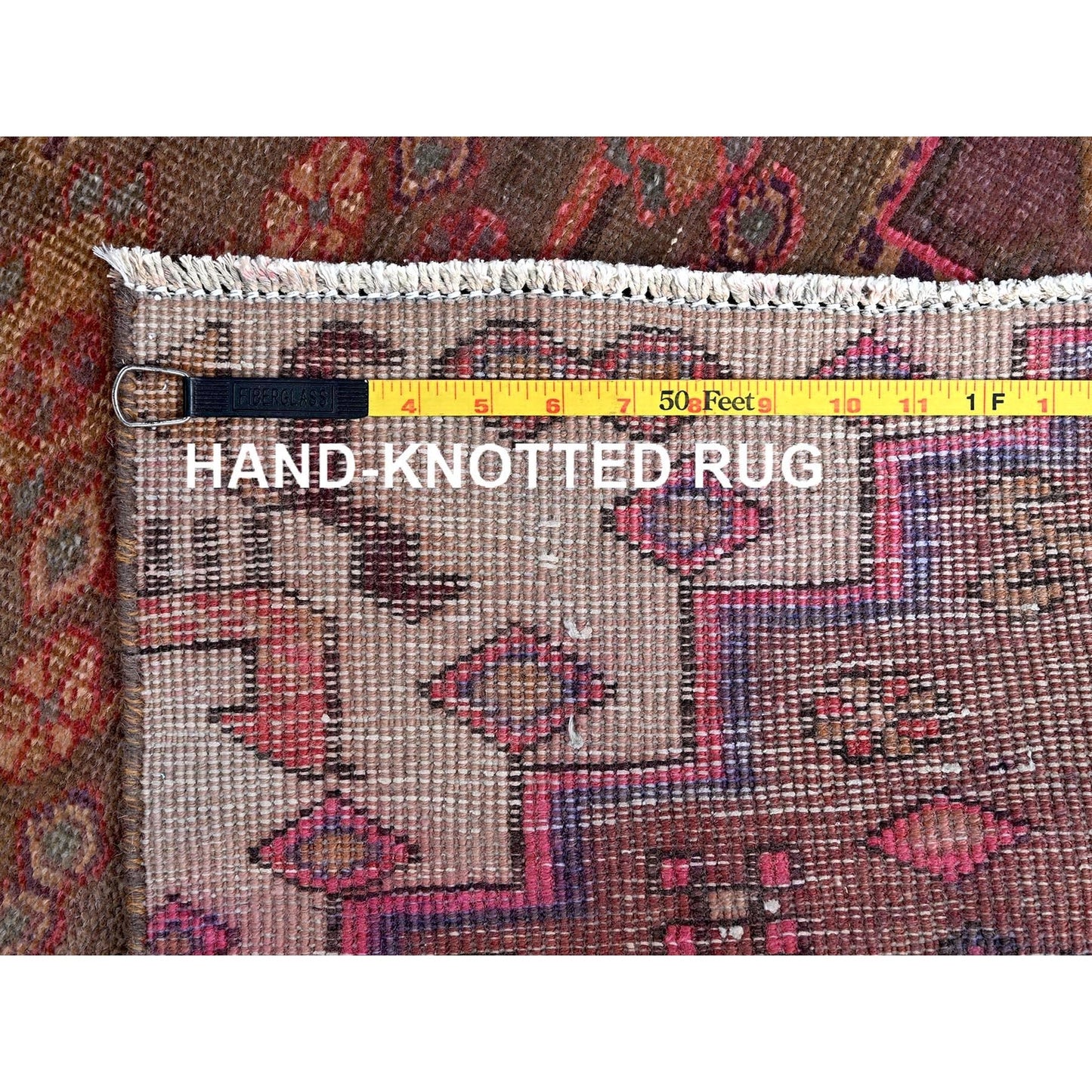 2'4"X8'9" Rosewood Pink Vintage Zoroastrian Hand Knotted Wool Runner Rug