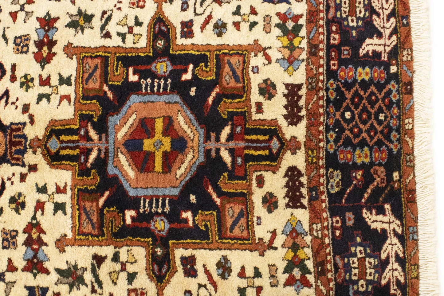 Rare Vintage Oriental Rug Geometric Design Boho