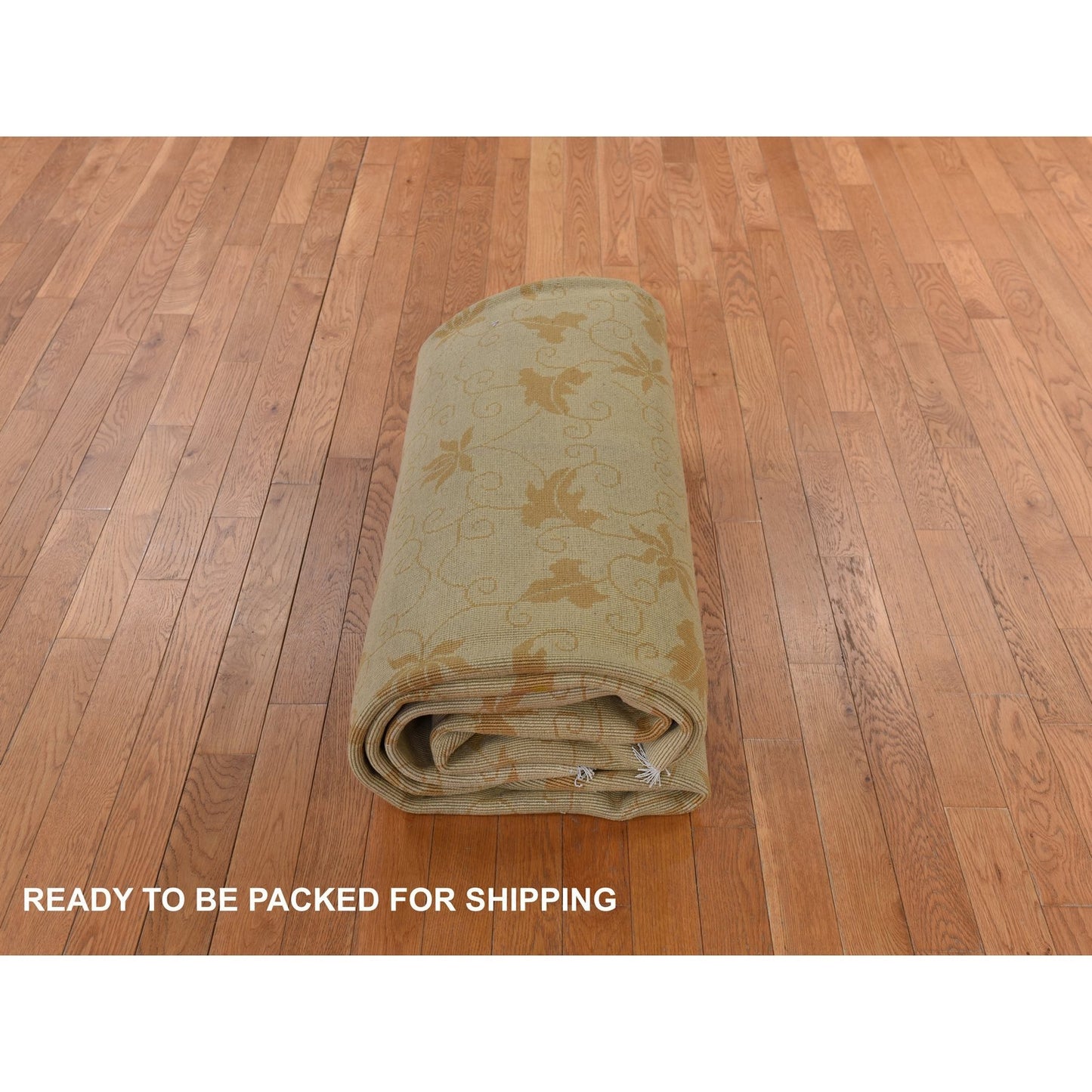 8'10"X11'8" Brown Antique Art Deco Leaf Design Pure Wool Hand Knotted Rug