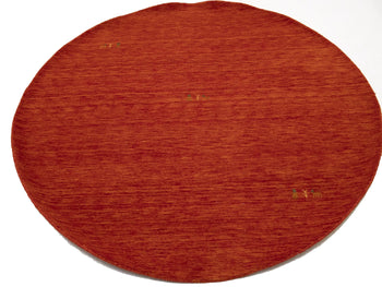 6X6 Ft Gabbeh Modern Round Wool Rug Orange-Red