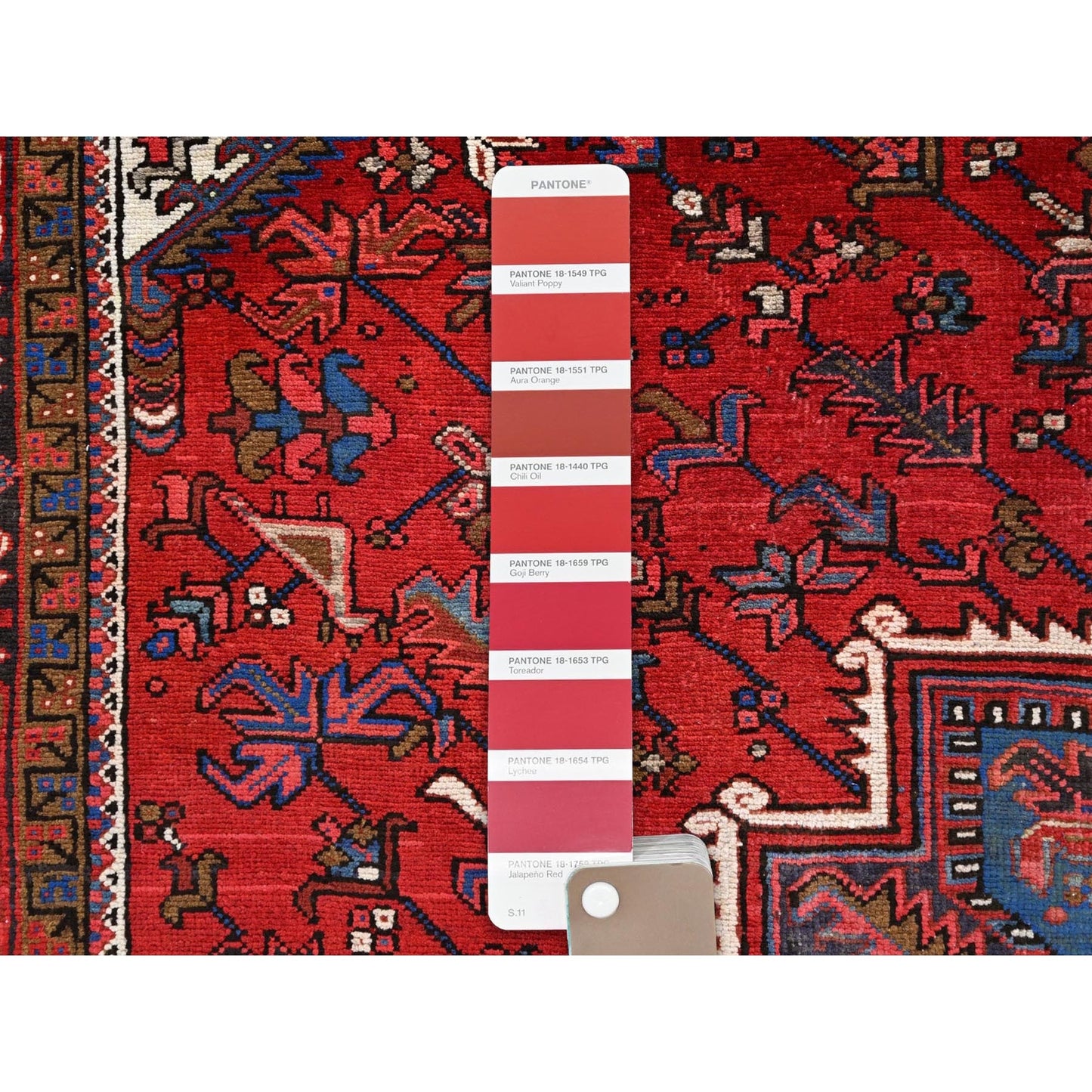 9'9"X13'3" Red Semi Antique Zoroastrian Heris Pure Wool Hand Knotted Rug