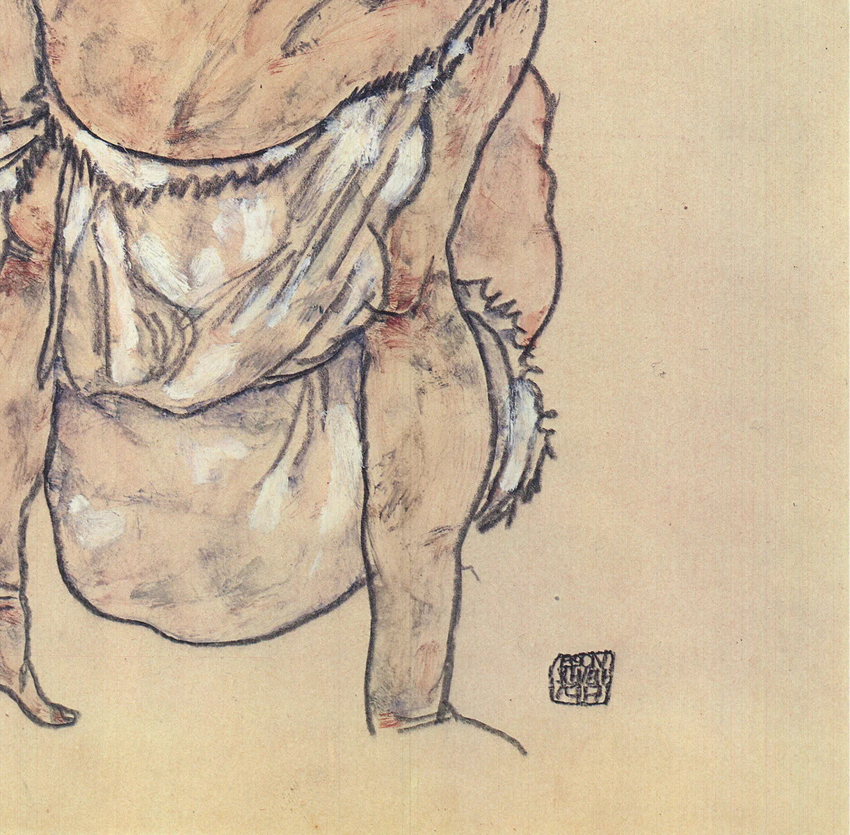 Egon Schiele Woman Seated In Underwear " Offset Lithograph Art