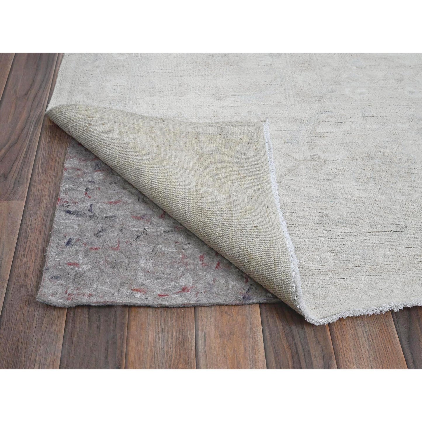 10'2"X13'9" White White Wash Peshawar Hand Knotted Pure Wool Oriental Rug