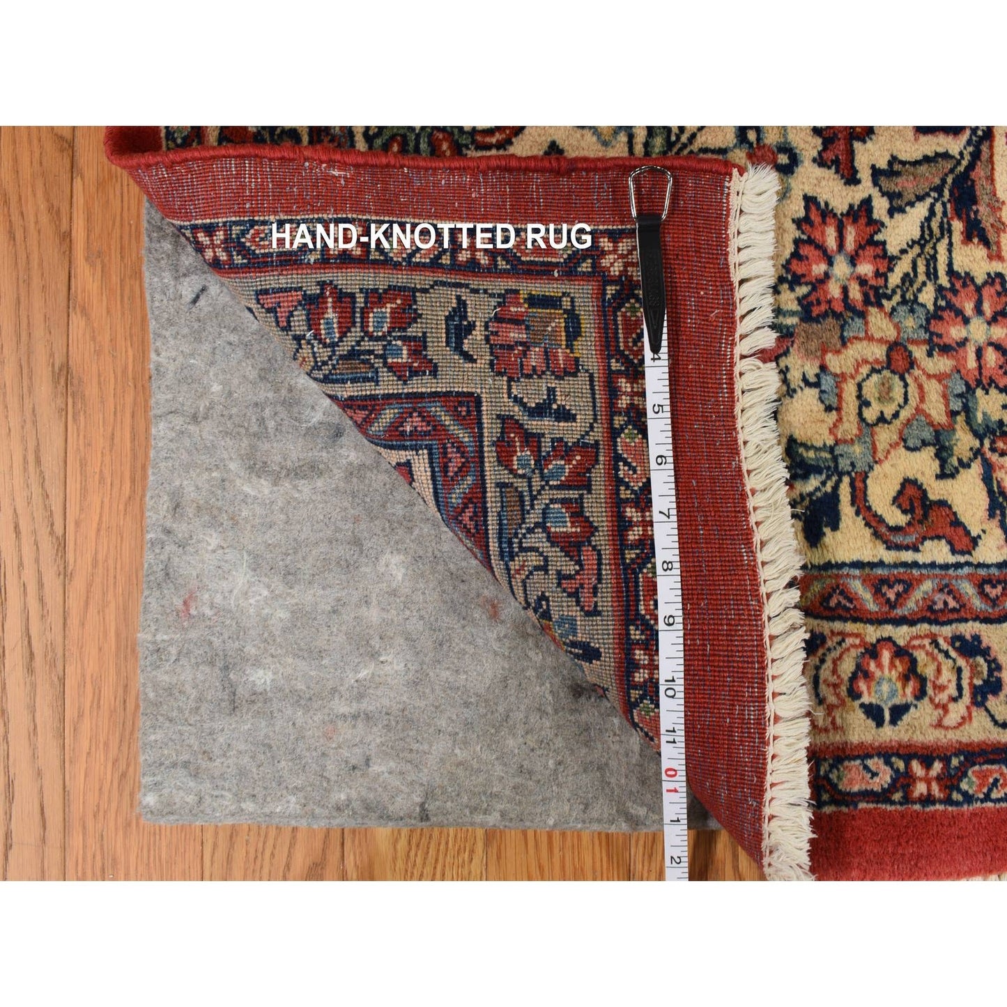 10'X13'9" Crimson Red Vintage Zoroastrian Saroogh Wool Hand Knotted Rug