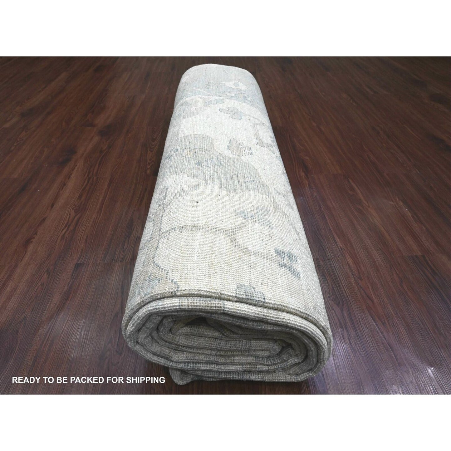 8'10"X17'4" White Afghan Angora Oushak Wool Hand Knotted Oversized Rug