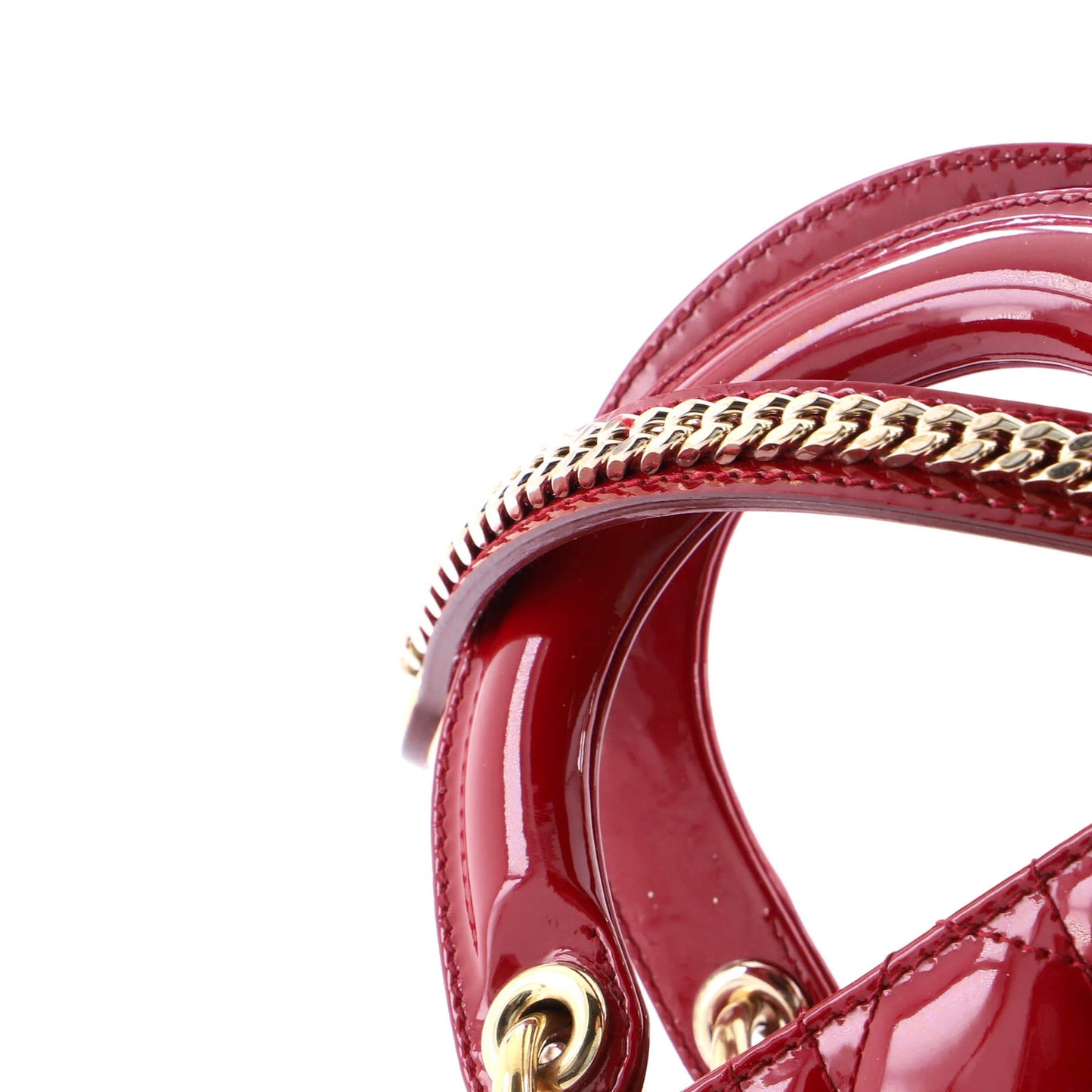Christian Dior Lady Dior Chain Bag Cannage Quilt Patent Mini