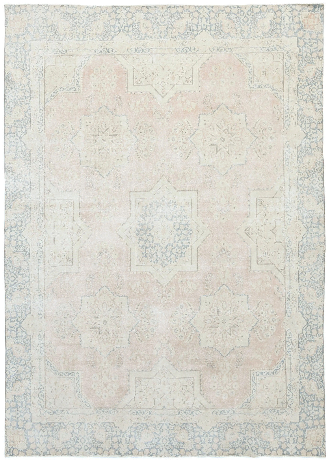 9X12 Ft Antique Hand-Knotted Muted Floral