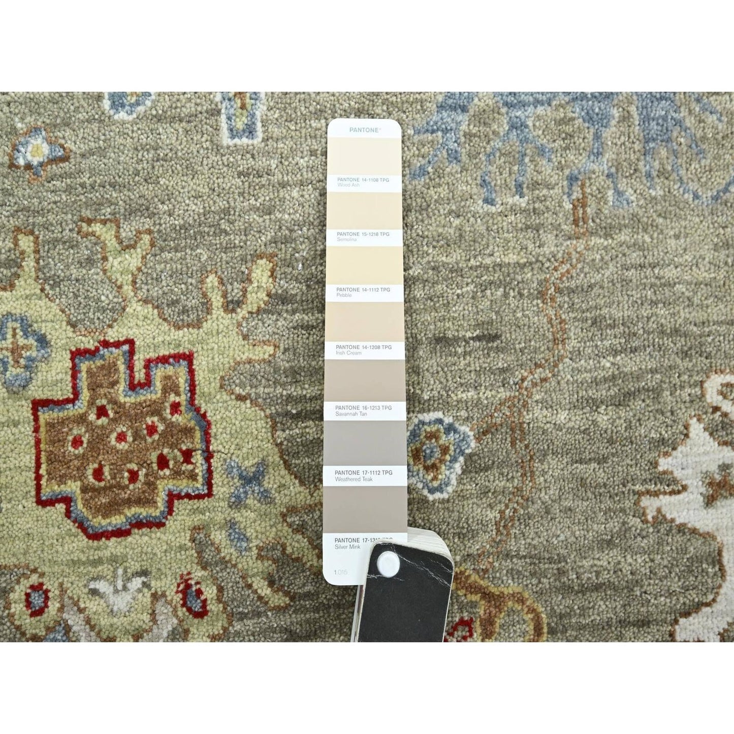 8'1"X10'1" Stone Gray Agra With Ziegler Design Hand Knotted Pure Wool Rug