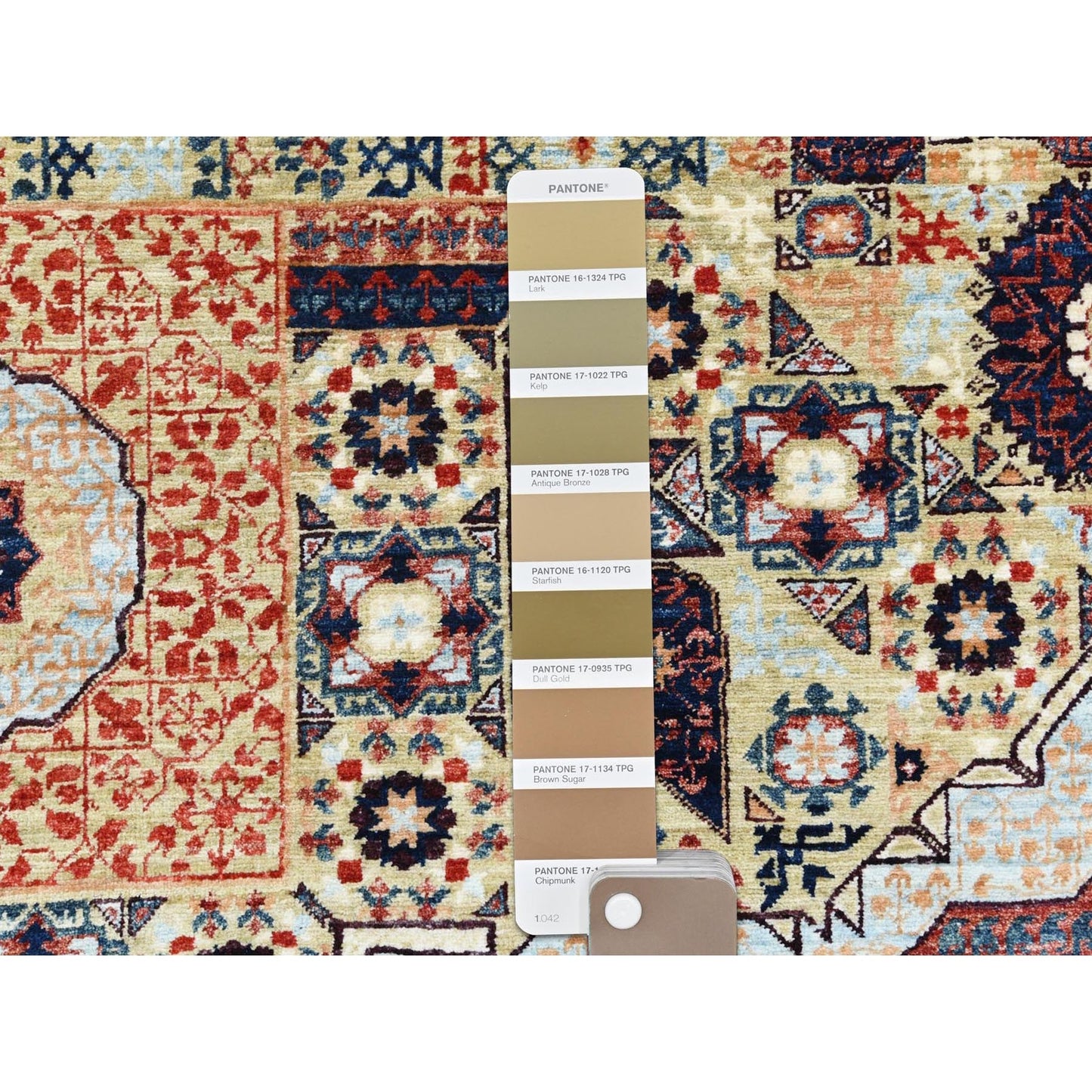 8'2"X10' Green Wool Hand Knotted Super Fine Peshawar 200 Kpsi Rug